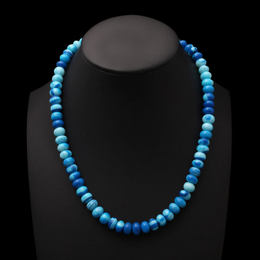 Natural Sky Blue Candy Opal Beads Gemstone Necklace – Refreshing Jewelry for Calm & Clarity