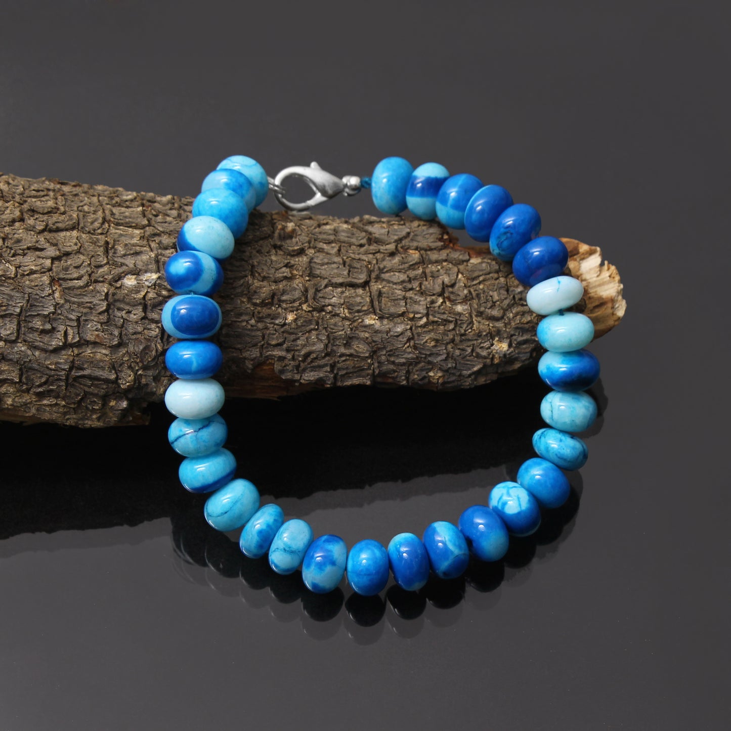 Natural Bold Sky Blue Candy Opal Beads Gemstone Bracelet – Statement Jewelry for Calm & Confidence