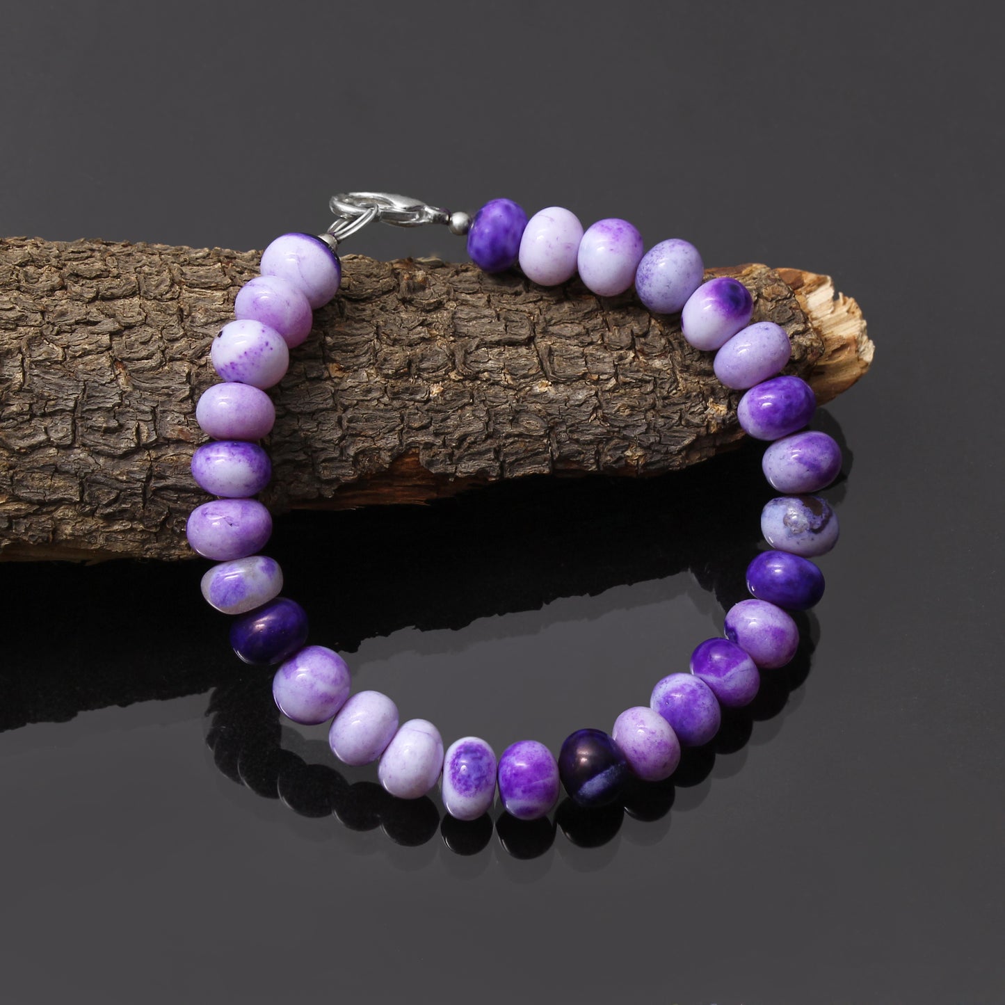 Natural Purple Opal Beads Gemstone Bracelet – Elegant Jewelry for Spirituality & Emotional Healing