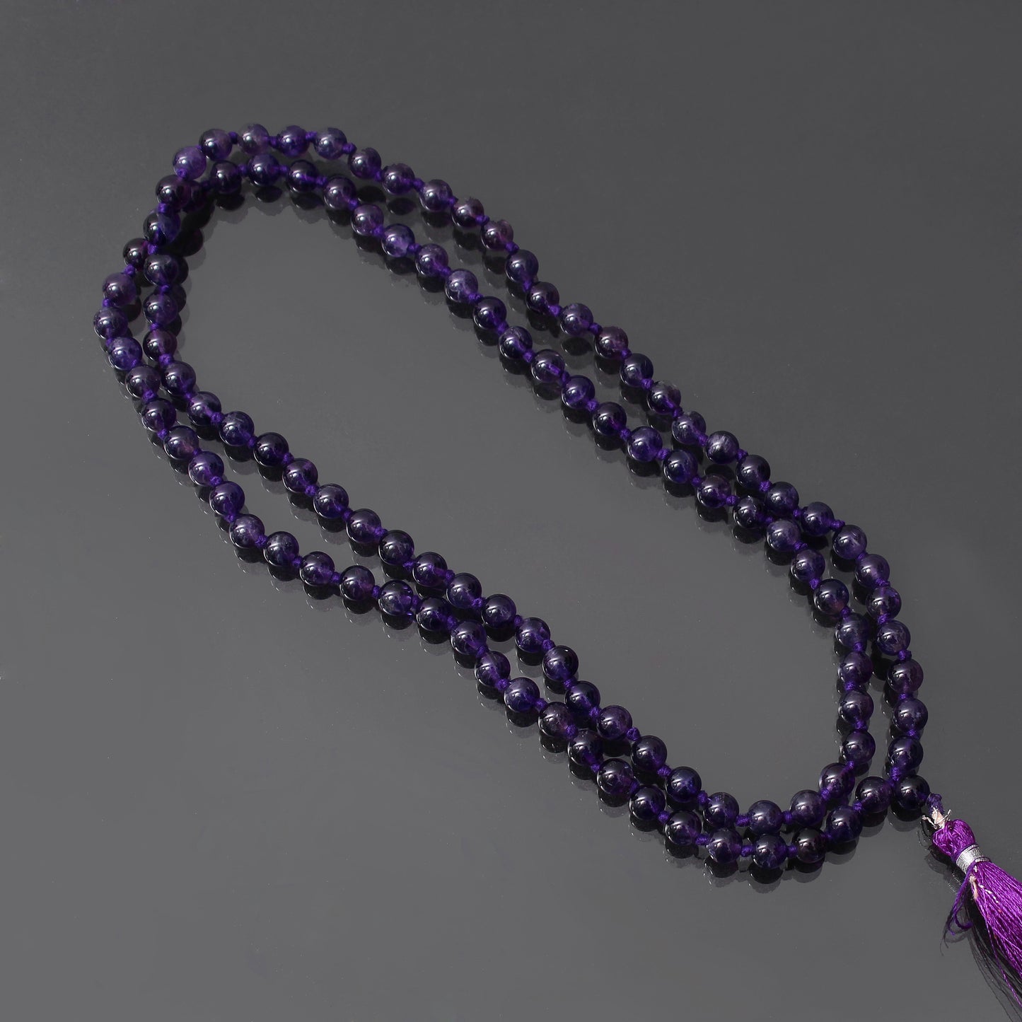 Amethyst 108 Beads Japa Mala– Spiritual Healing & Clarity Meditation Beads