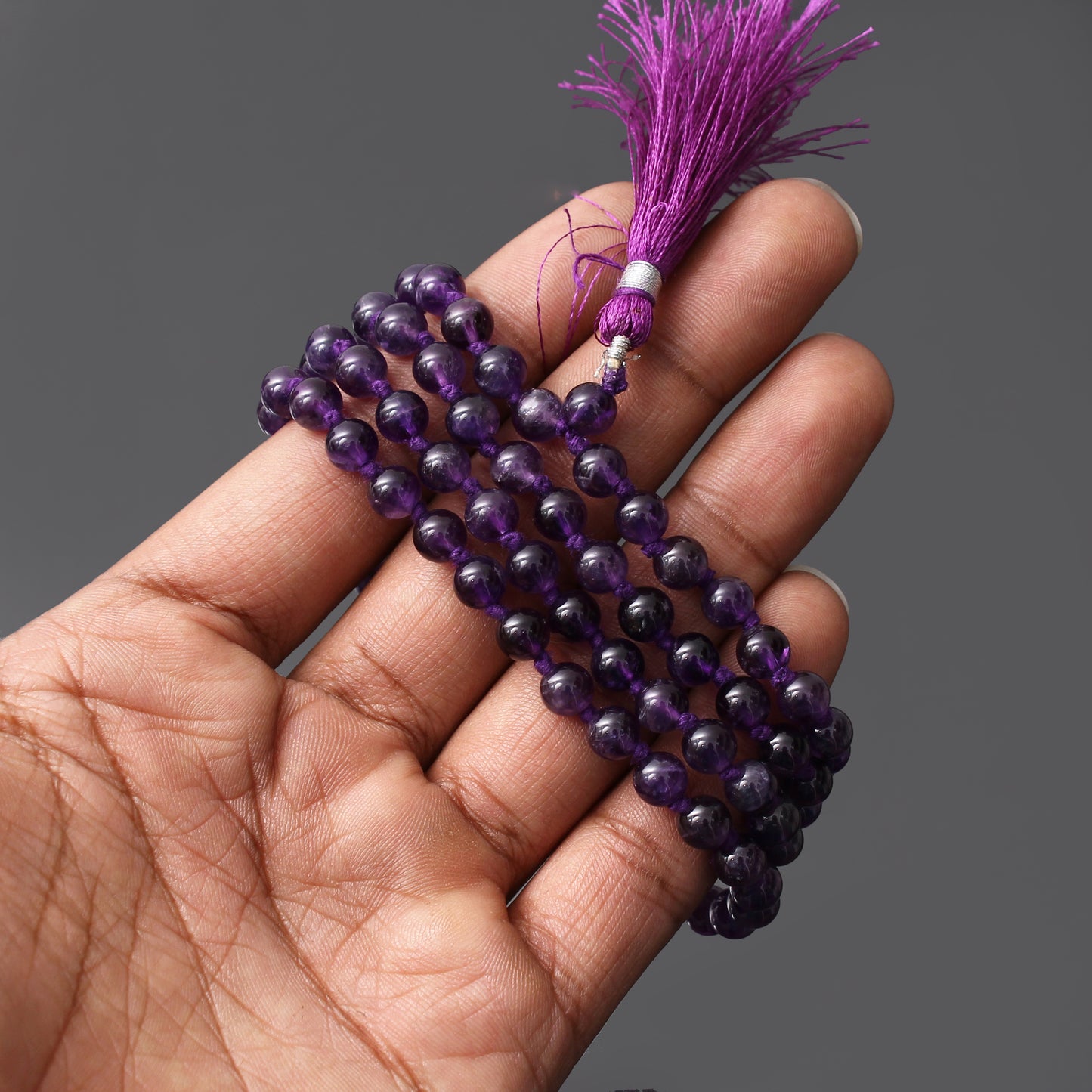 Amethyst 108 Beads Japa Mala– Spiritual Healing & Clarity Meditation Beads
