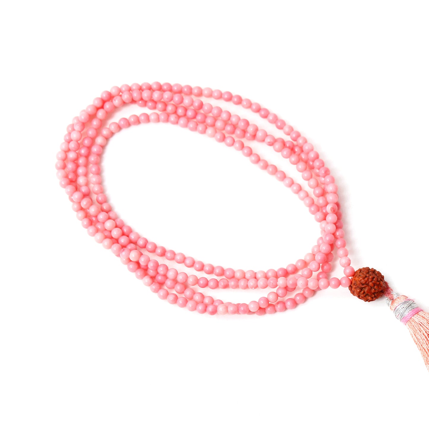 Natural Pink Coral Smooth Round Mala - Calming Meditation Beads for Emotional Healing
