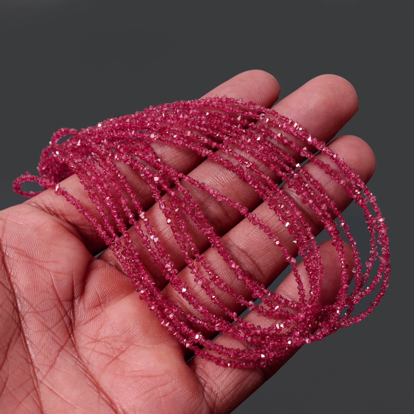 Deep Pink Herkimer Diamond Uncut Chips Beads 2x3 mm – Sparkling Raw Gemstone Strands for Jewelry Making
