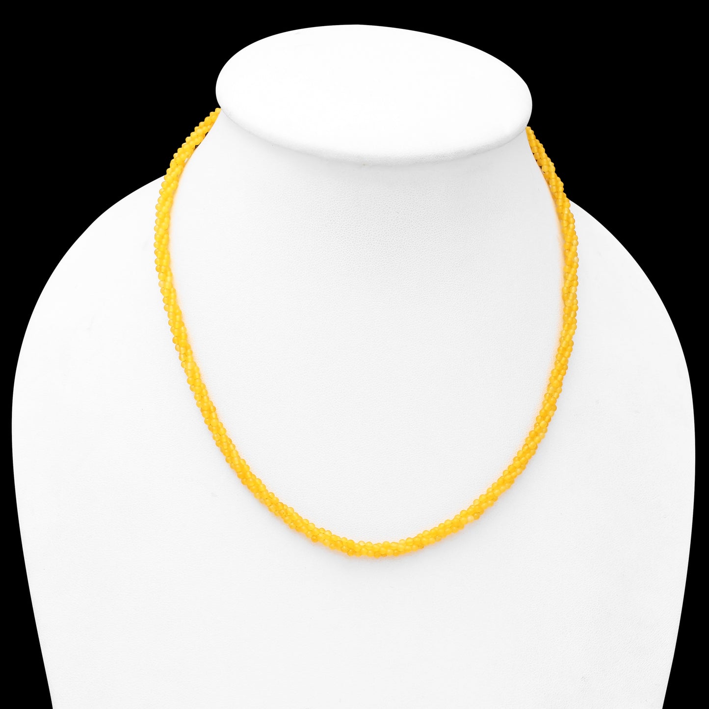 Natural Yellow Agate Beaded Gemstone Necklace