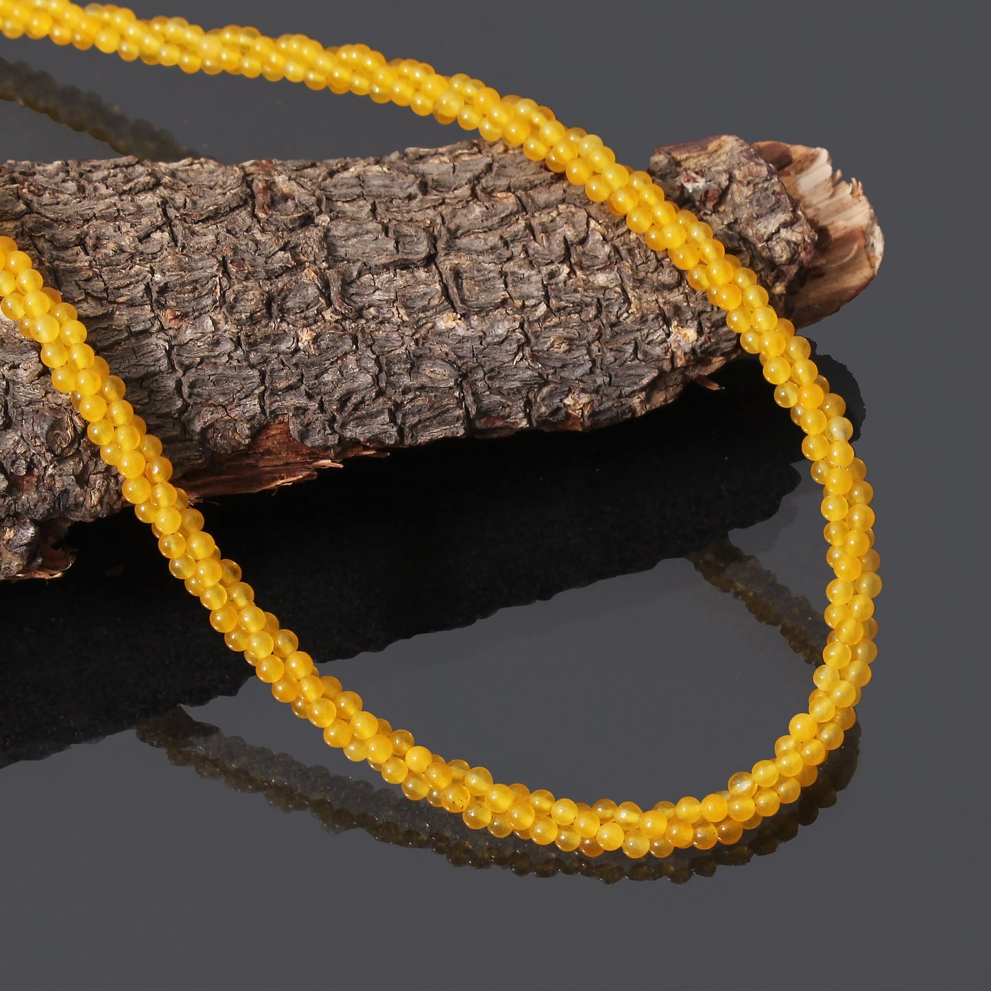 Natural Yellow Agate Beaded Gemstone Necklace