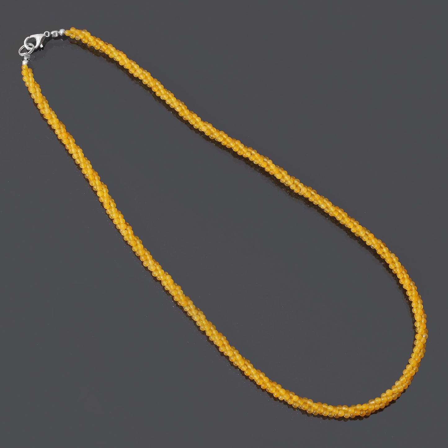 Natural Yellow Agate Beaded Gemstone Necklace