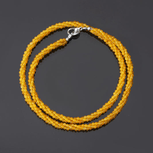 Natural Yellow Agate Beaded Gemstone Necklace