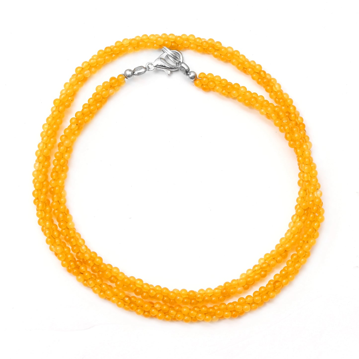 Natural Yellow Agate Beaded Gemstone Necklace