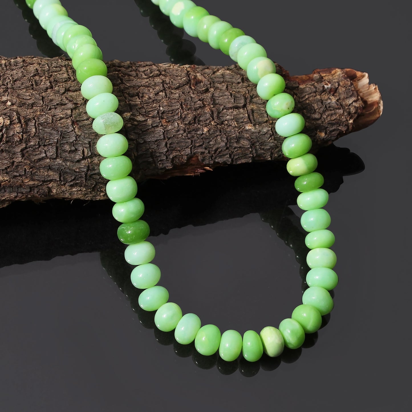 Natural Green Opal Beads Gemstone Necklace – Renewal, Balance & Emotional Healing