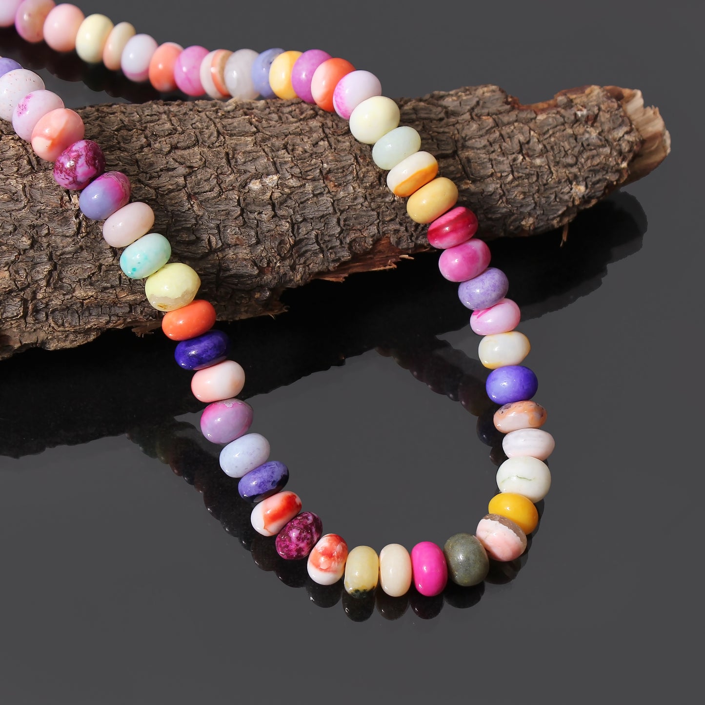 Natural Multi-Opal Beaded Gemstone Necklace – Uplifting Energy, Creativity & Emotional Balance