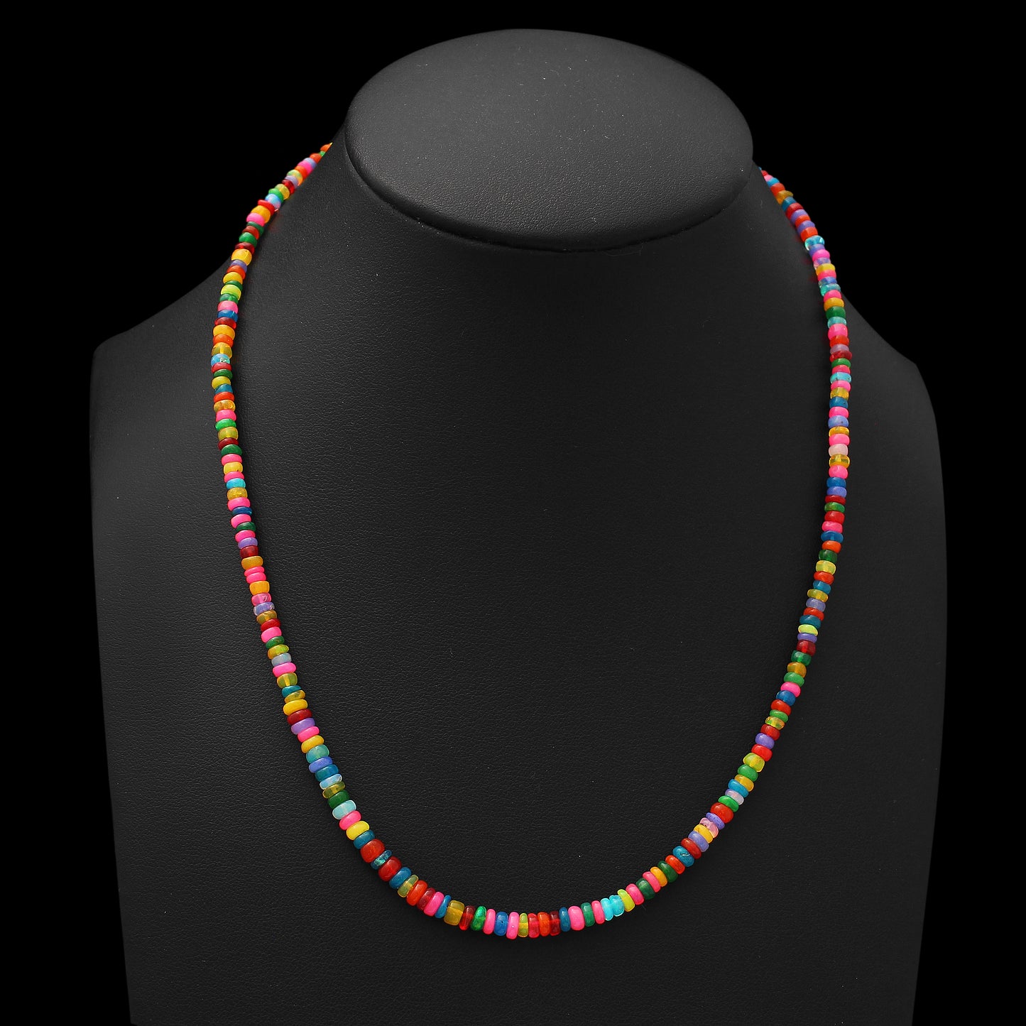 Natural Multi Color Ethiopian Opal Gemstone Necklace