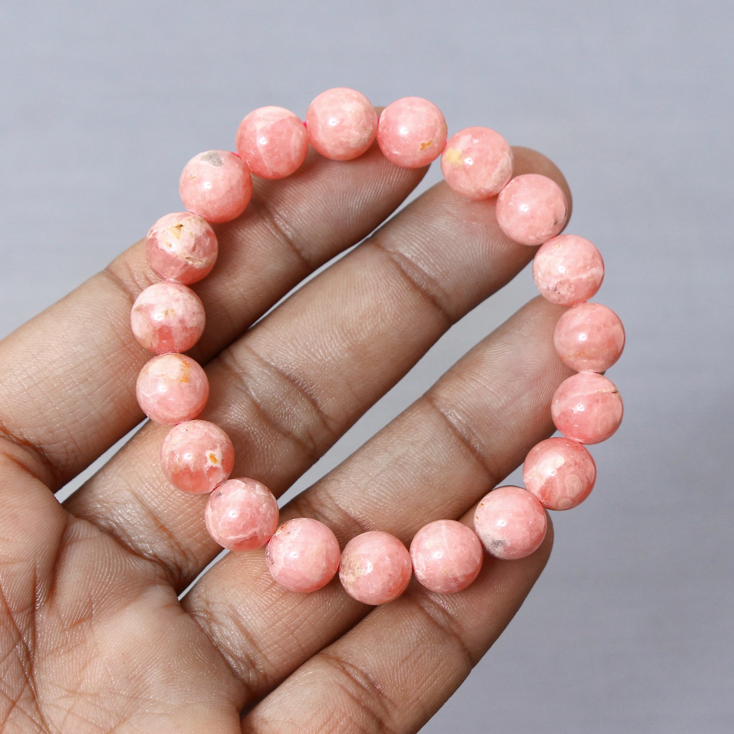 Natural Rhodochrosite Stretchable Gemstone Bracelet – Emotional Healing & Love
