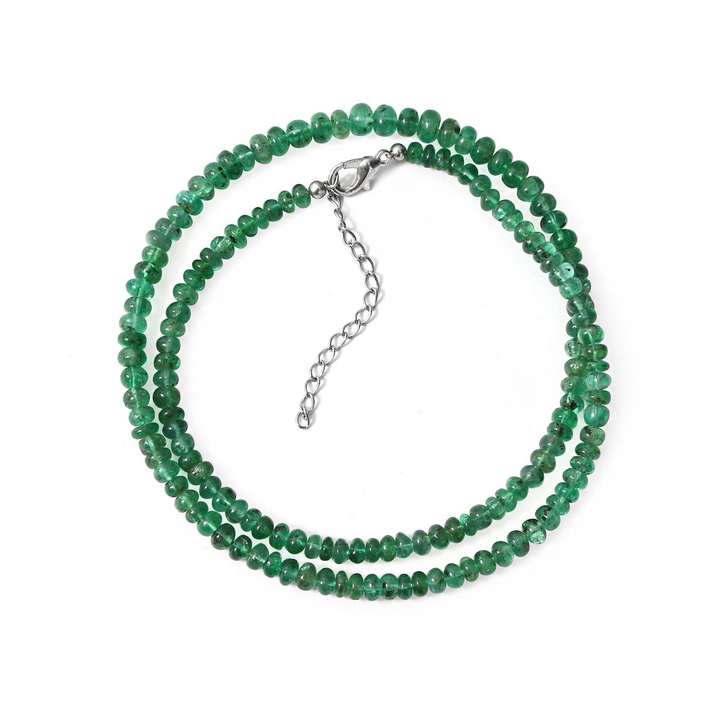 Genuine Natural Emerald 4-5.5 mm Beaded Necklace – Premium Green Gemstone Strand for Elegance & Prosperity
