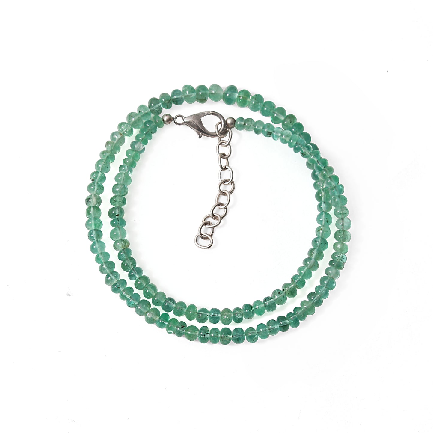 Natural Emerald 4–5 mm Smooth Rondelle Beaded Necklace – Elegant Green Gemstone Strand for Prosperity & Heart Healing