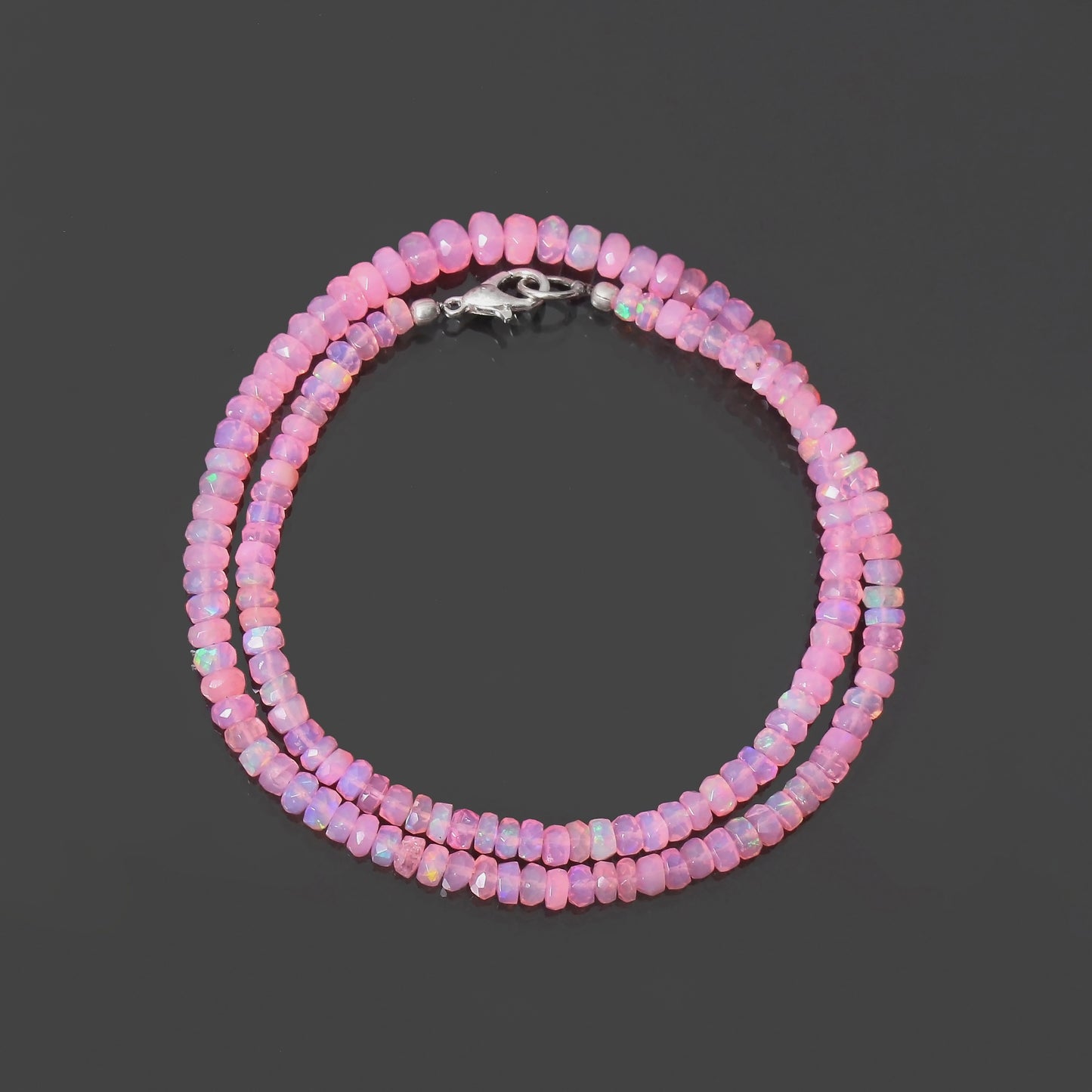 Pink Ethiopian Opal Faceted Rondelle Exquisite Gemstone Necklace