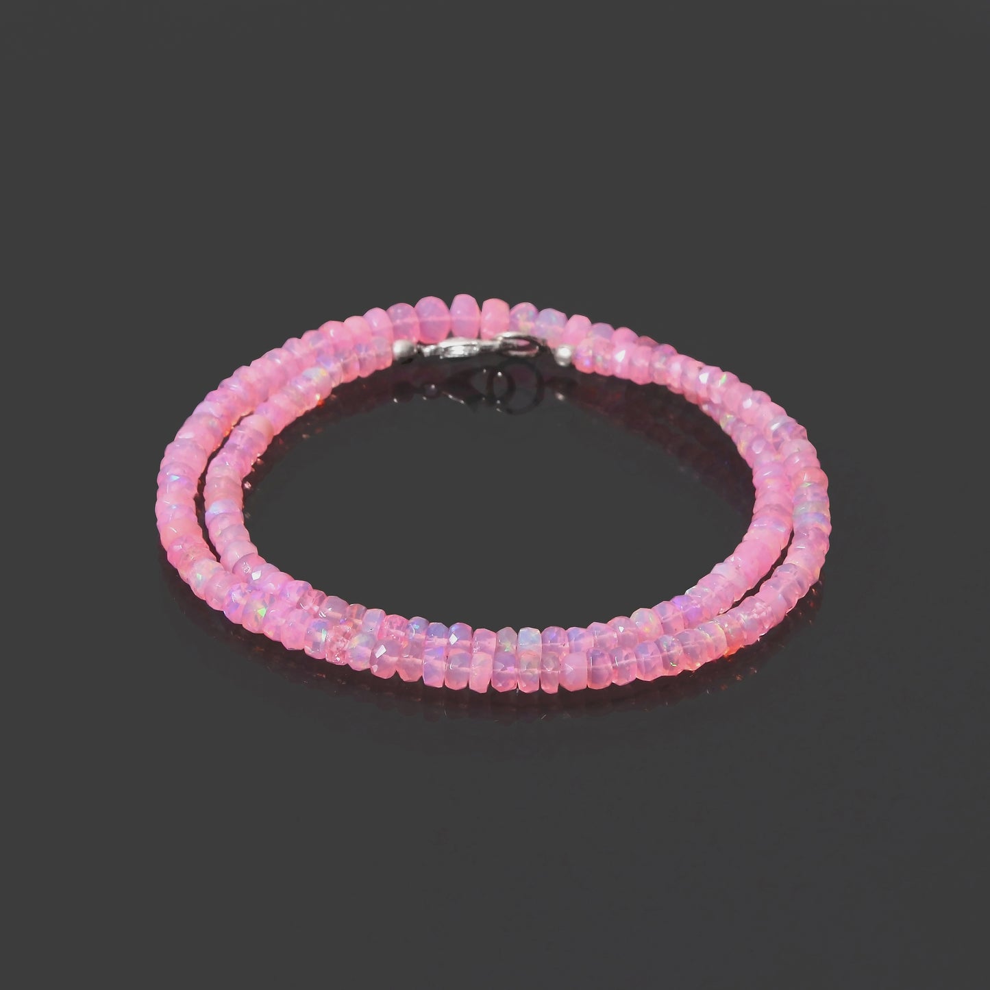 Pink Ethiopian Opal Faceted Rondelle Exquisite Gemstone Necklace