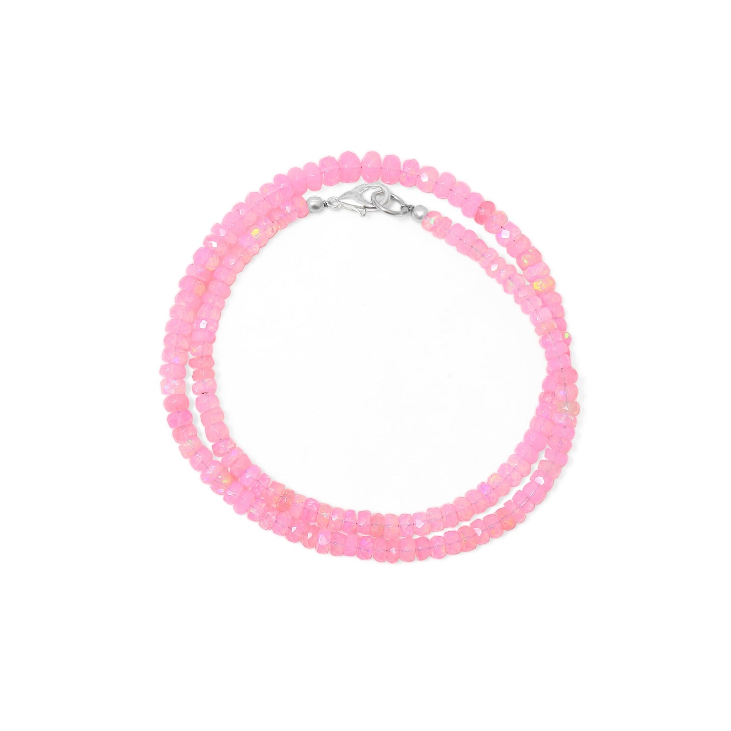 Pink Ethiopian Opal Faceted Rondelle Exquisite Gemstone Necklace