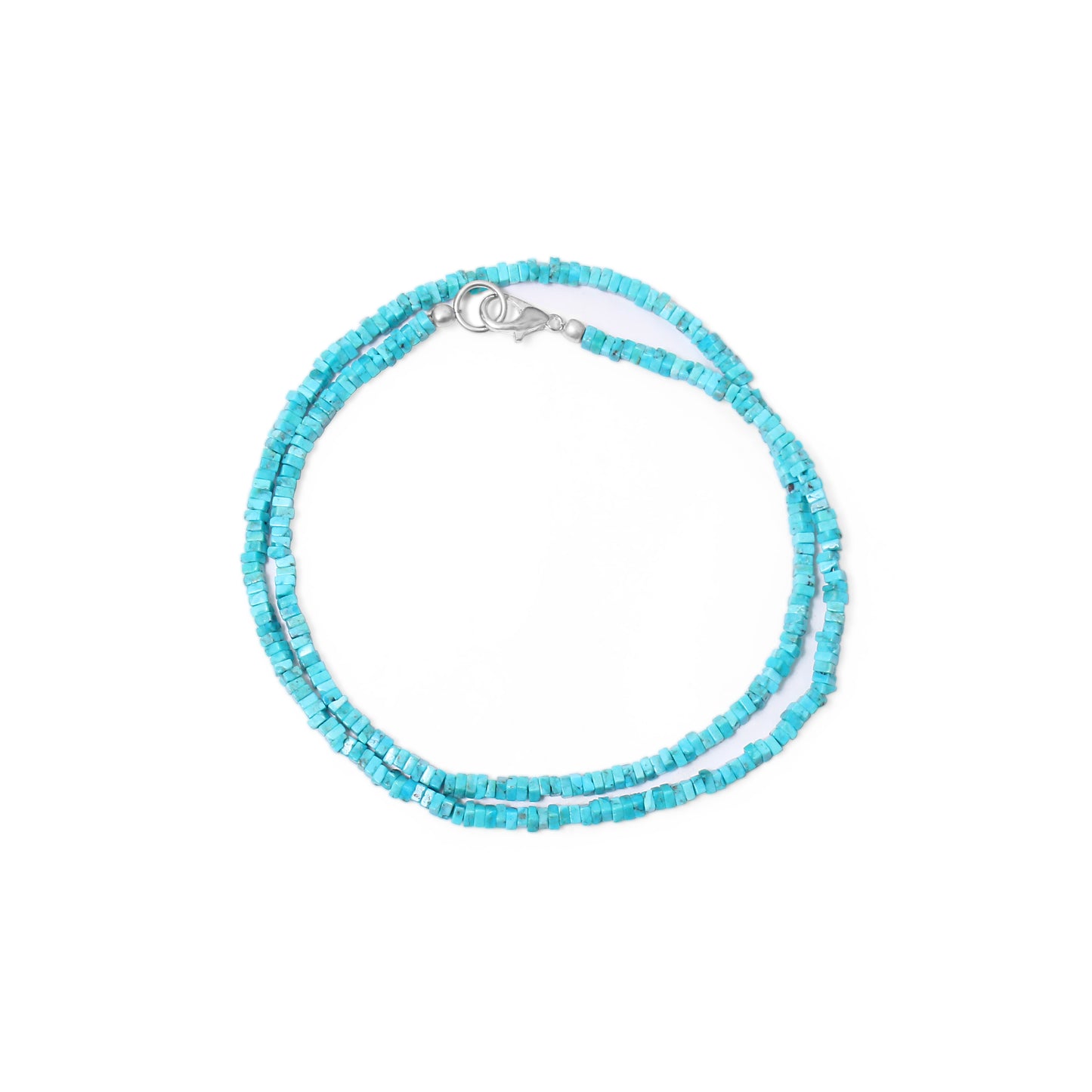 Handmade Natural Turquoise Heishi Bracelet – 2.5–3mm Flat Square Gemstone Beads