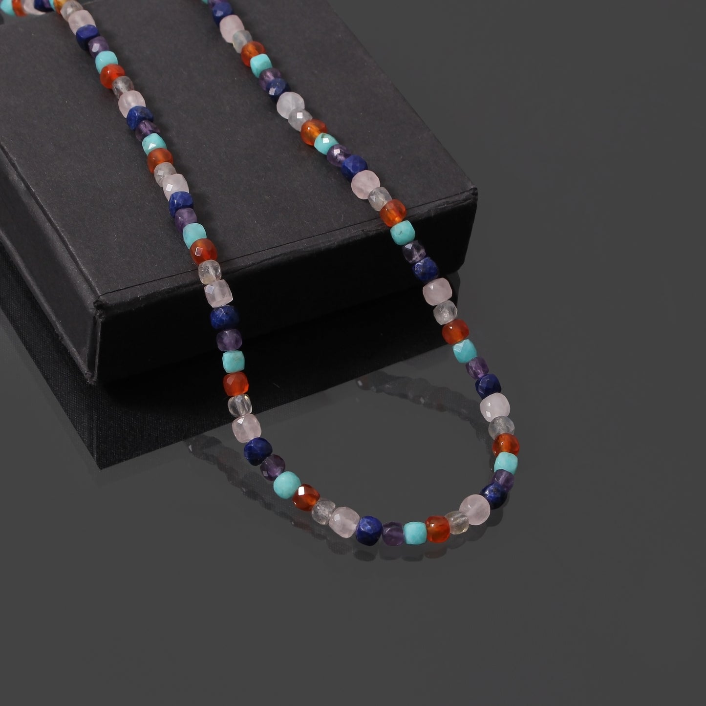 925 Sterling Silver Multi-Gemstone Beaded Bracelet – Elegant Handcrafted Jewelry