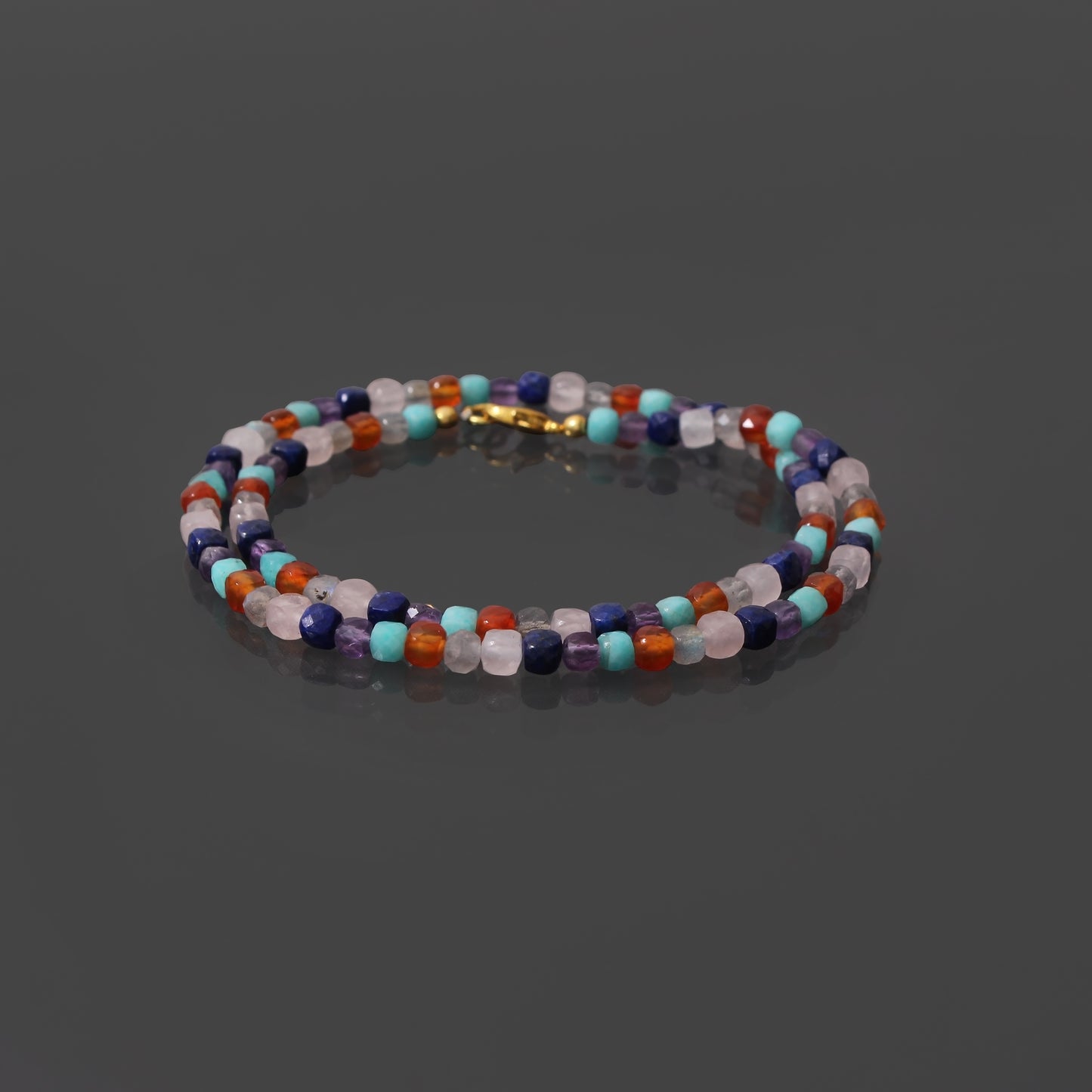 925 Sterling Silver Multi-Gemstone Beaded Bracelet – Elegant Handcrafted Jewelry