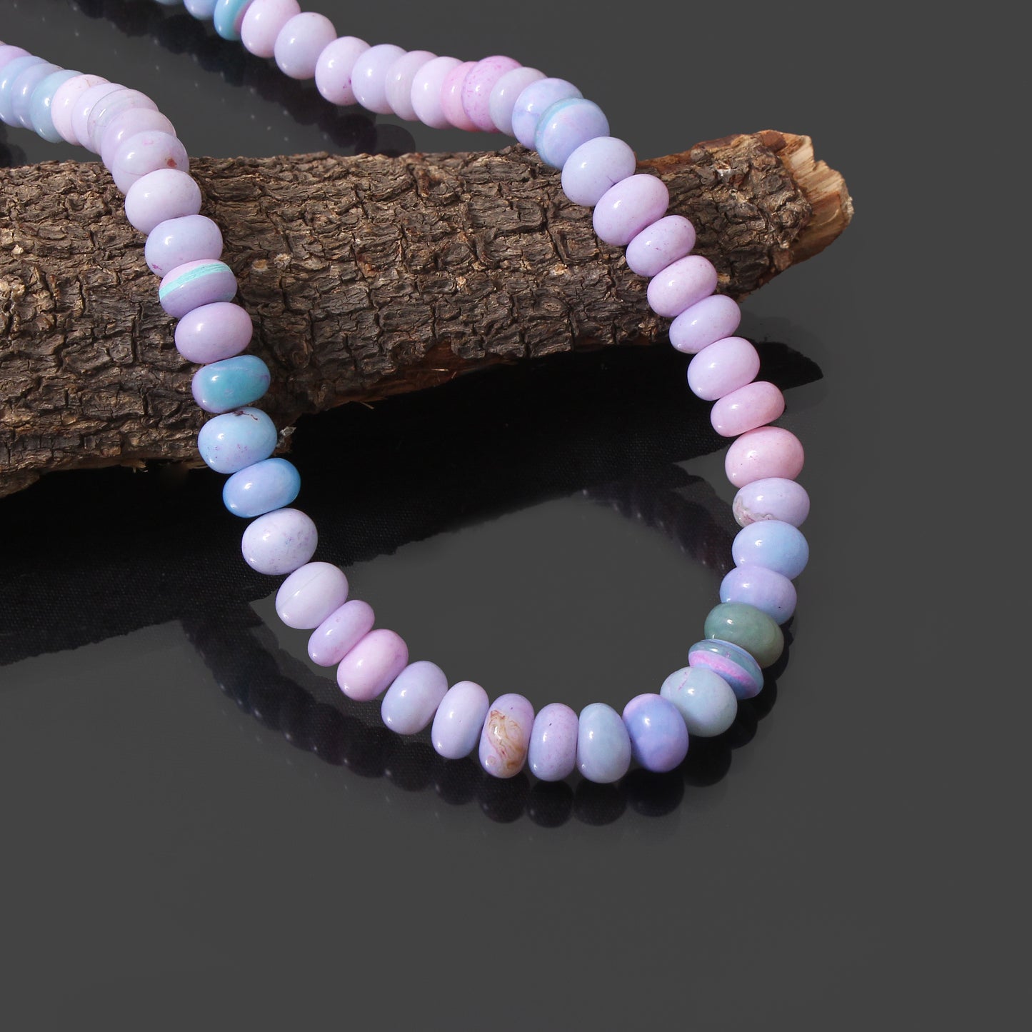 Radiant Natural Candy Opal Beaded Gemstone Necklace – Pastel Perfection