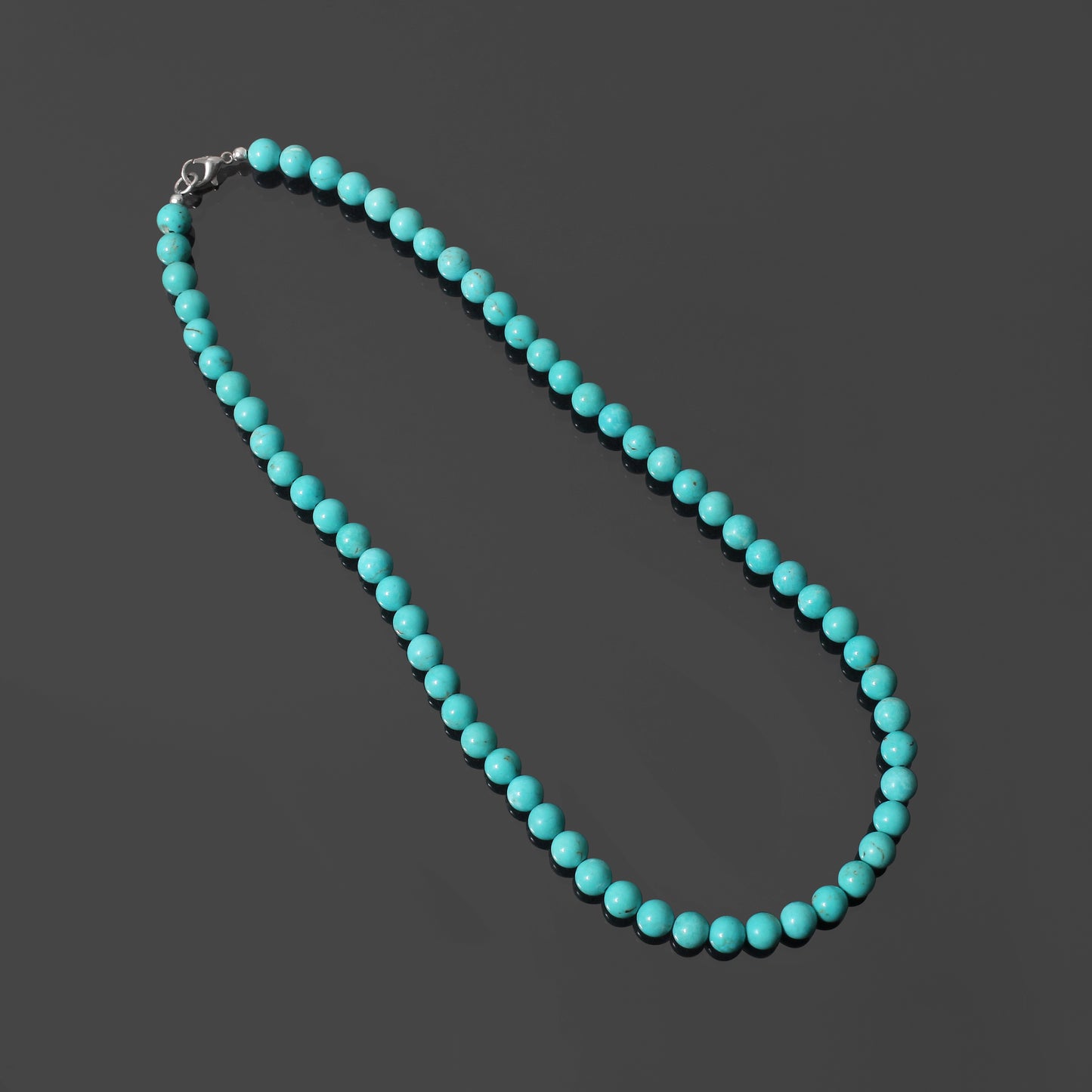 Natural Sky Arizona Turquoise Necklace – 7mm Round Beads | Genuine Turquoise Healing Stone Jewelry