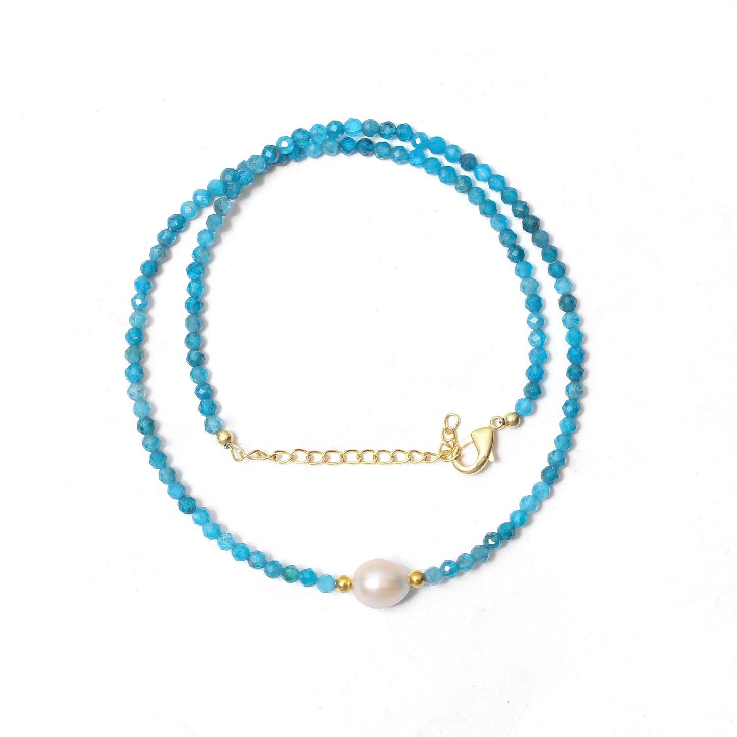 Elegant Natural Apatite & Pearl Necklace – Healing Crystal Jewelry for Balance & Inner Peace