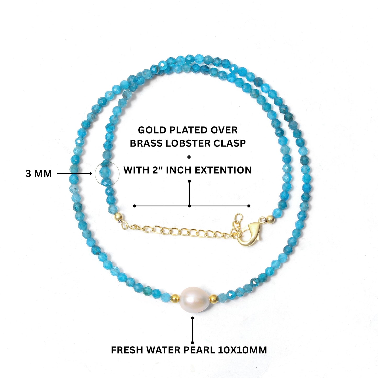 Elegant Natural Apatite & Pearl Necklace – Healing Crystal Jewelry for Balance & Inner Peace