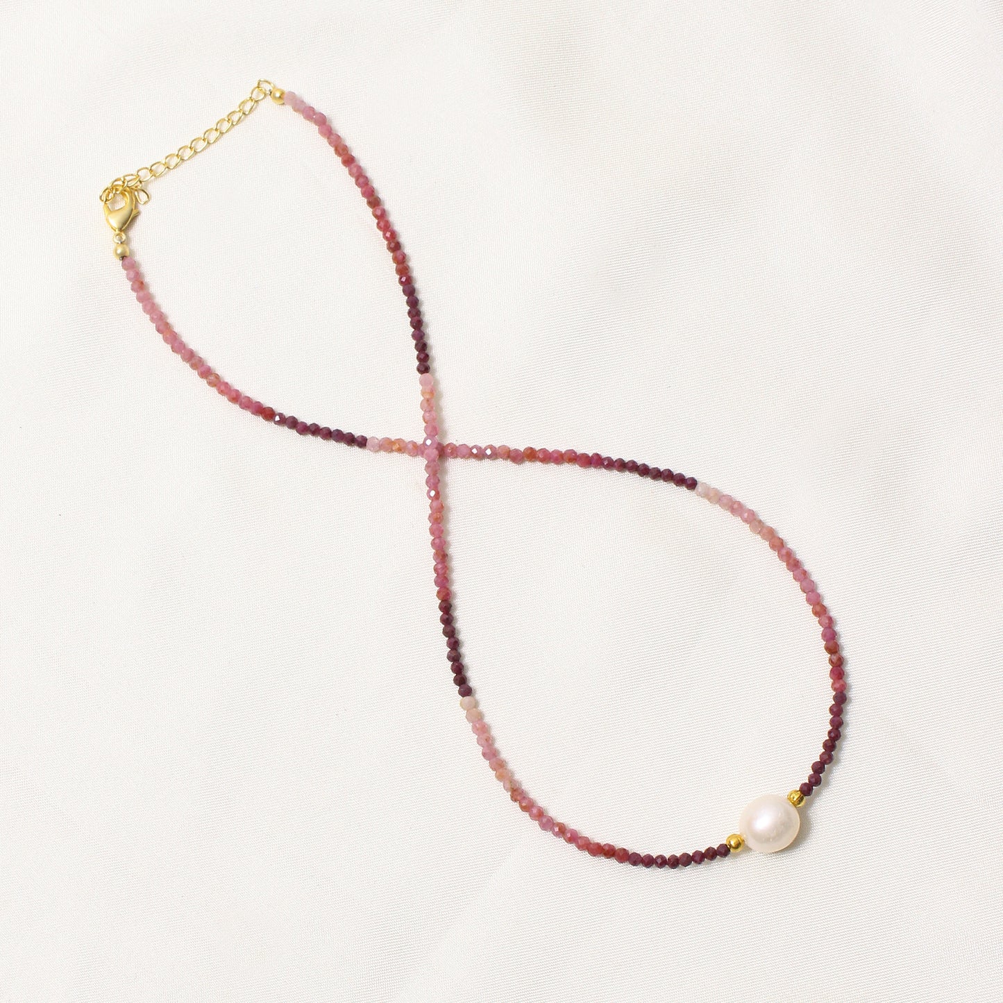 Elegant Shaded Ruby & Pearl Necklace – Natural Gemstone Jewelry for Love & Elegance