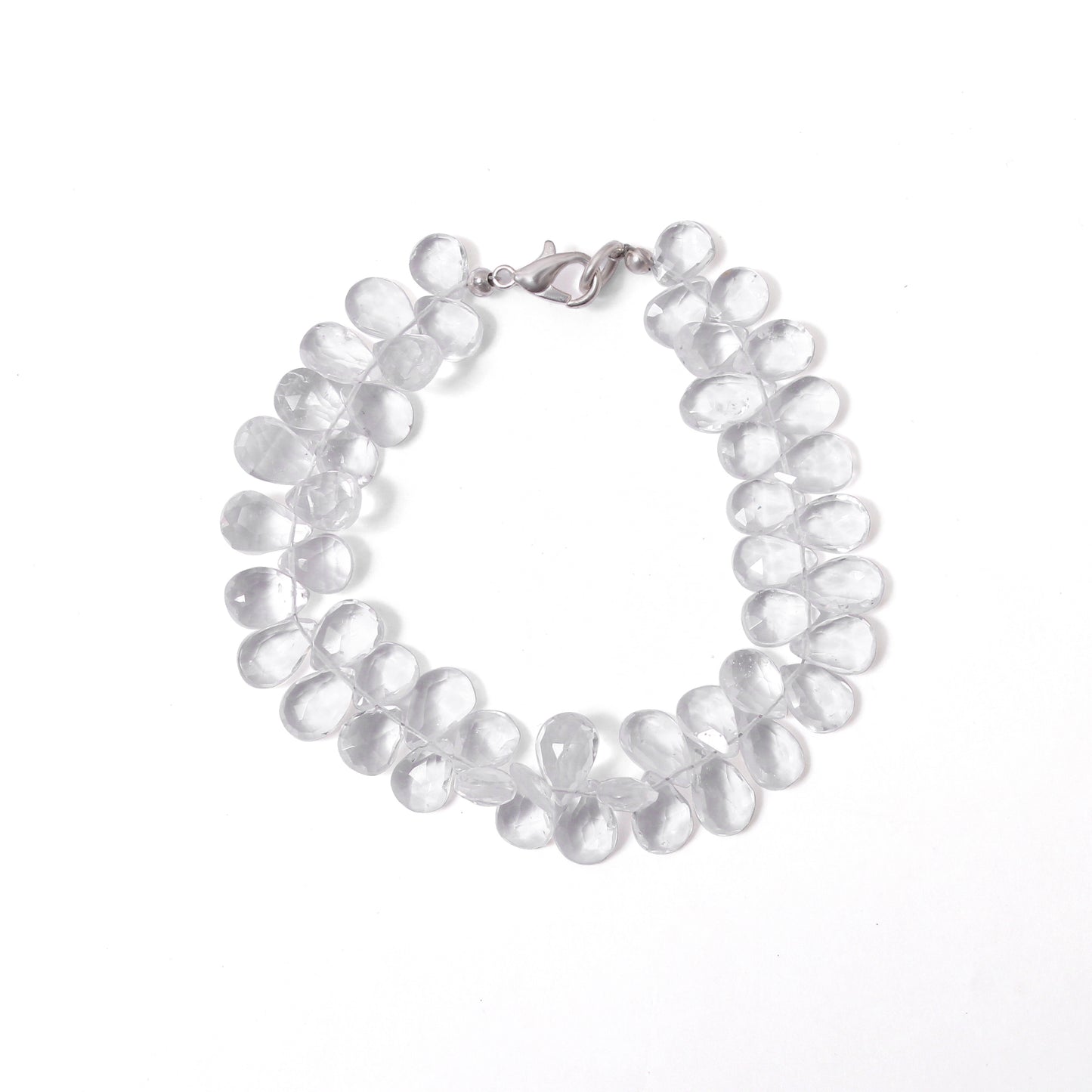 Hyalite Opal Faceted Pear Gemstone Bracelet – Natural Clear Opal for Light, Clarity & Spiritual Healing