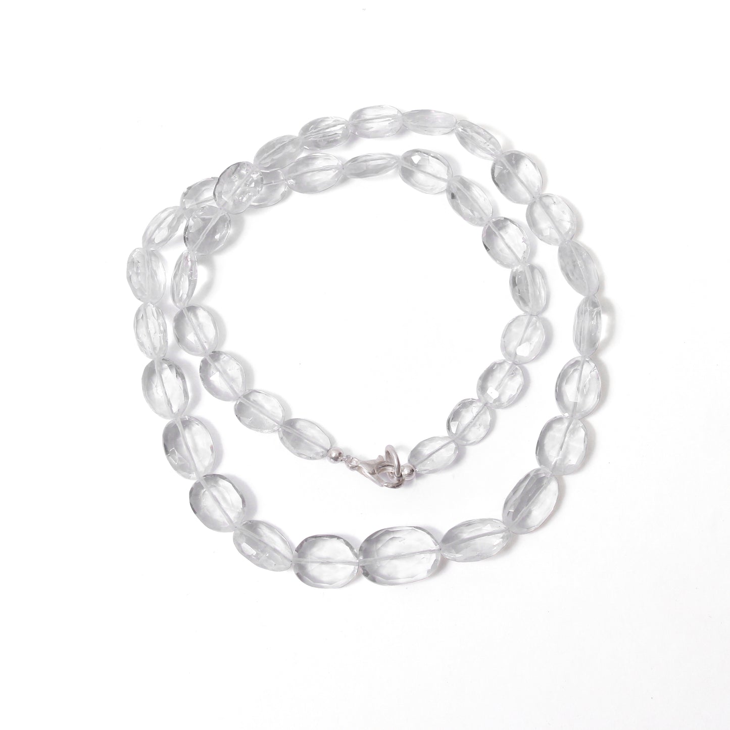 Hyalite Opal Faceted Oval Gemstone Necklace – Natural Clear Opal for Light, Clarity & Spiritual Harmony