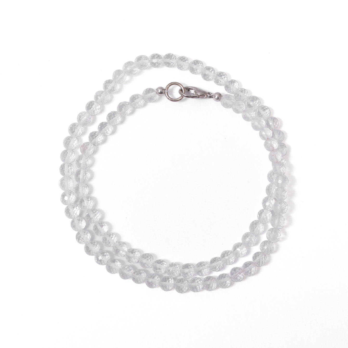 Hyalite Opal Faceted Round Bead Necklace – Natural Clear Gemstone for Clarity, Purity & Spiritual Light