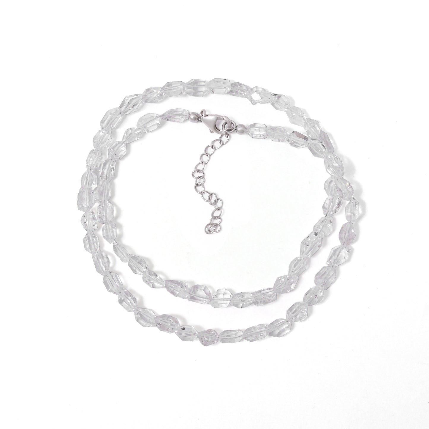 Herkimer Diamond Beaded Necklace – Natural Double-Terminated Quartz Crystal, Clarity & High Vibration Healing Jewelry