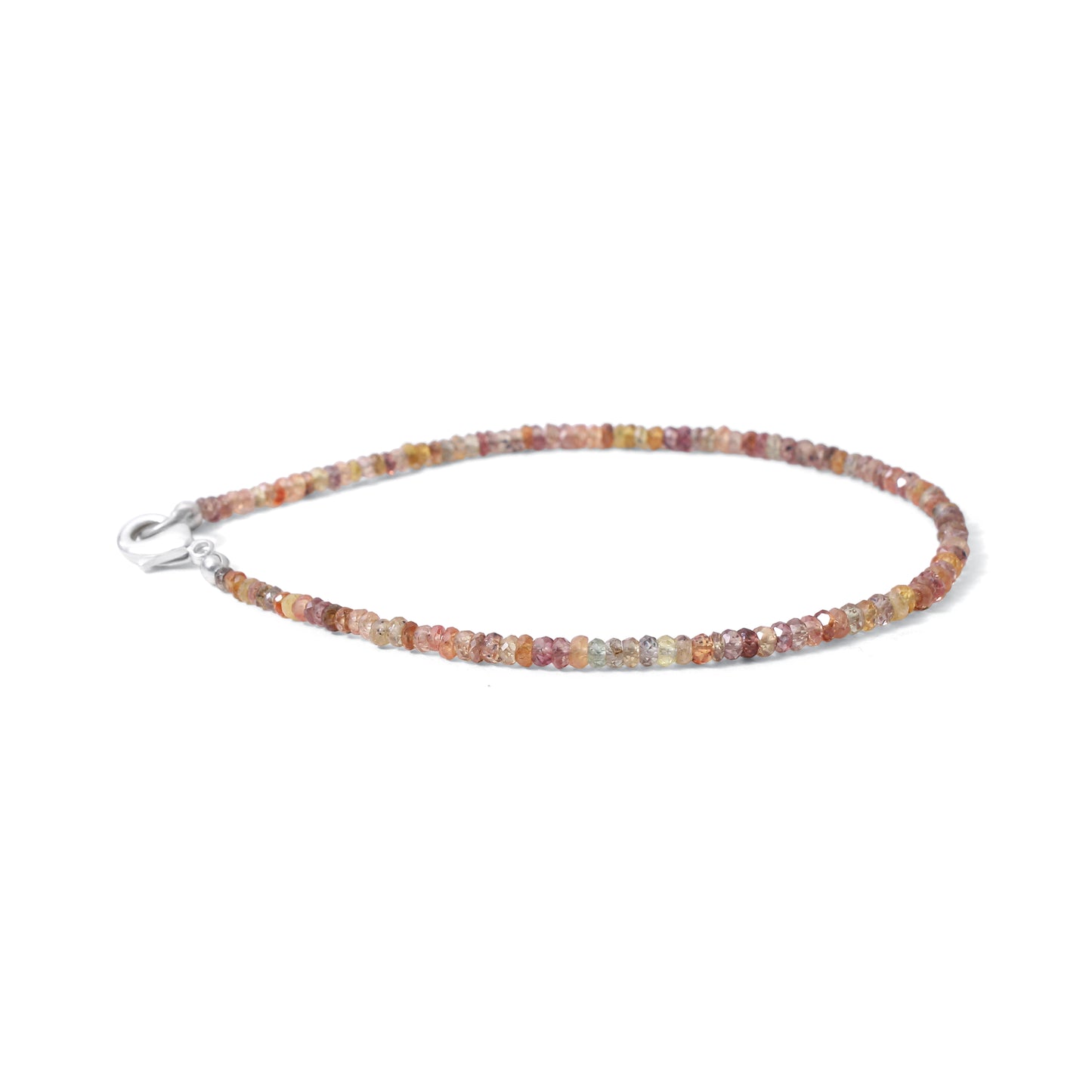 Natural Multi-Color Sapphire Faceted Bead Bracelet | Genuine Sapphire Gemstone Jewelry with Silver Clasp