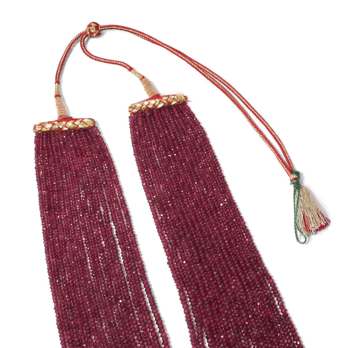 Royal Natural Ruby Red 15-Layer Statement Necklace – Luxury Traditional Sarafa Gemstone Jewelry