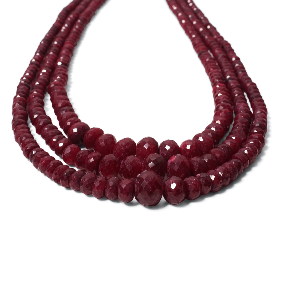 Elegant Ruby 3-Layer Sarafa Necklace – Traditional Red Gemstone Jewelry for Love & Confidence