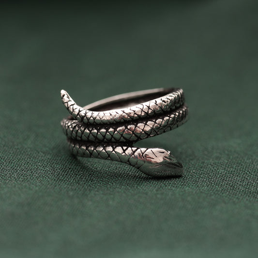 Serpent Snake Shape Ring in Sterling Silver – Adjustable Statement Jewelry for Bold Style