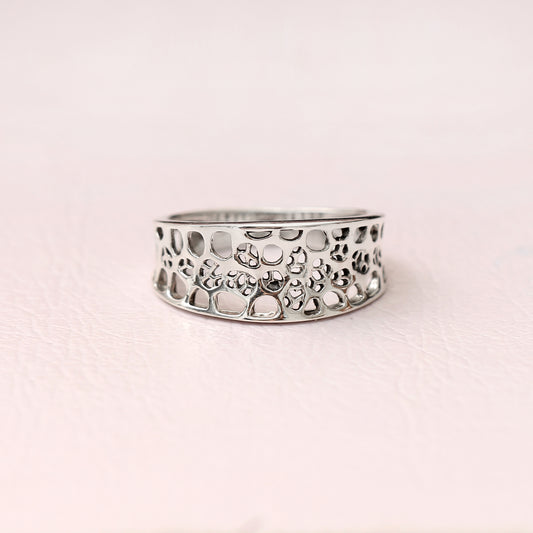 925 Sterling Silver Textured Hole Design Ring – Modern Minimalist Statement Jewelry