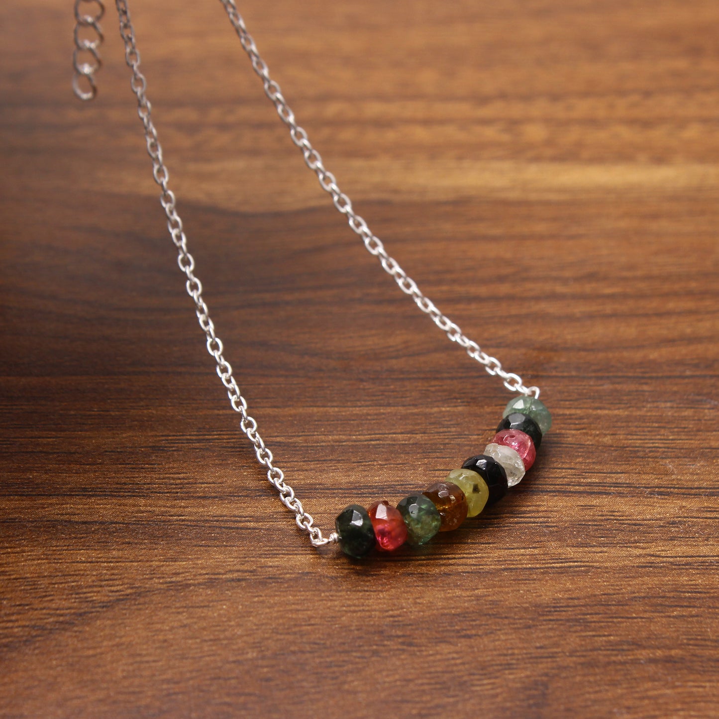 Natural Multi Tourmaline Beaded chain Bracelet