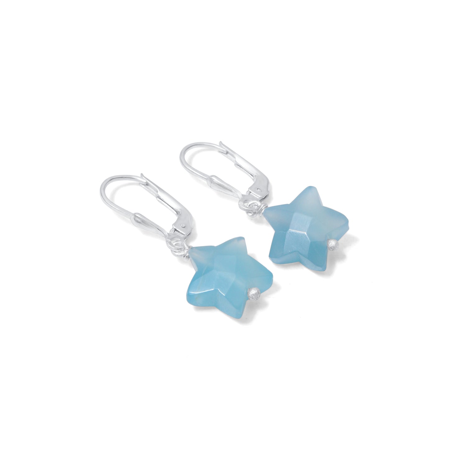 925 Sterling Silver Aquamarine Star Earrings – Calming Crystal Drop Jewelry