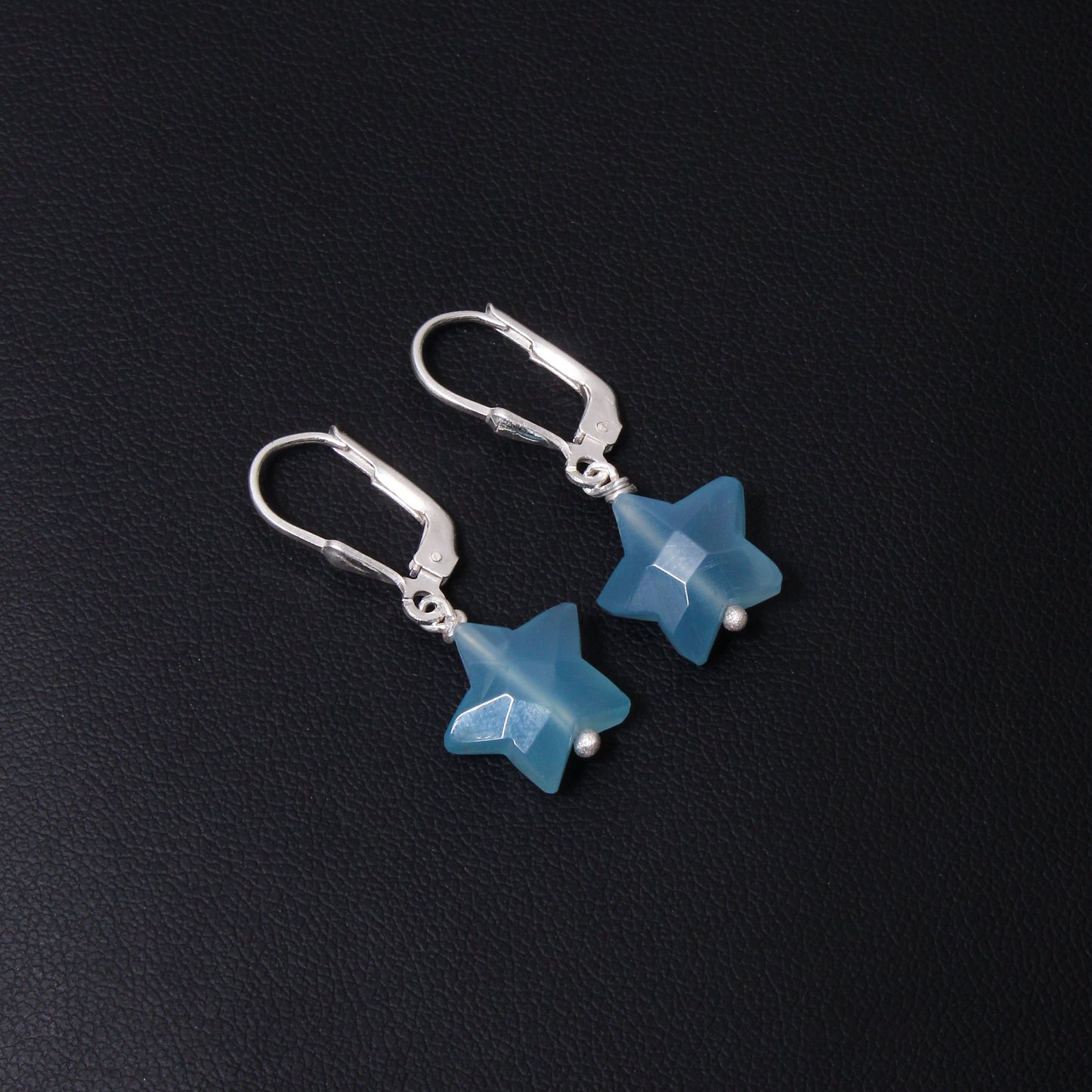 925 Sterling Silver Aquamarine Star Earrings – Calming Crystal Drop Jewelry