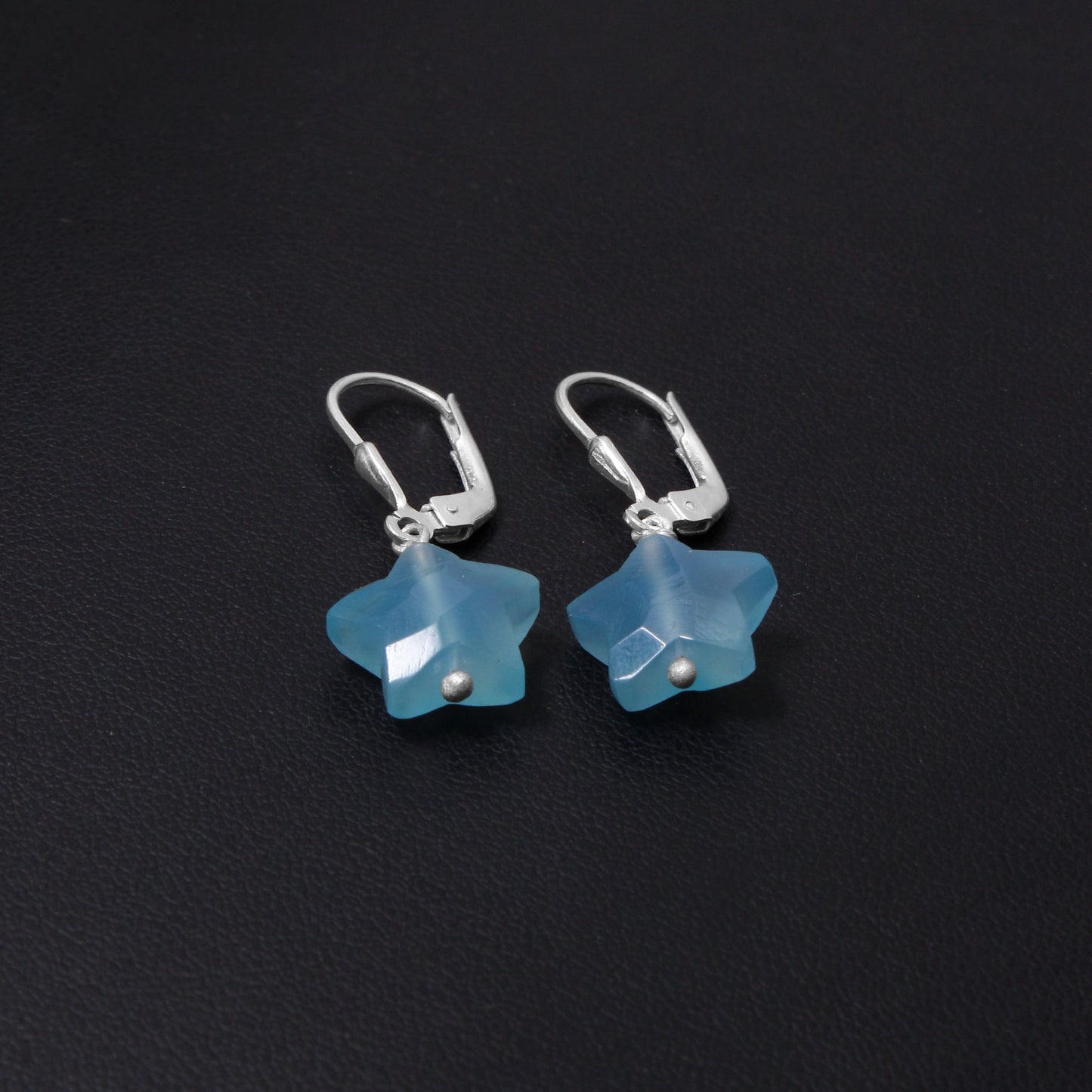 925 Sterling Silver Aquamarine Star Earrings – Calming Crystal Drop Jewelry