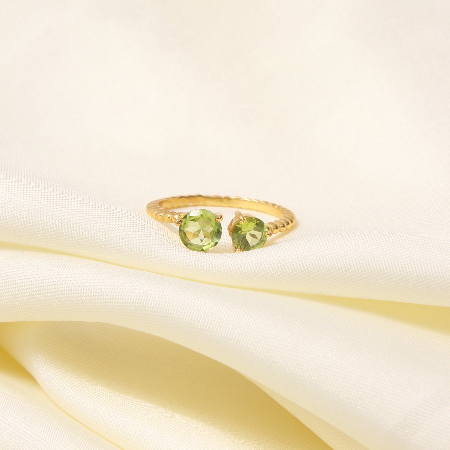 Elegant Natural Peridot Gemstone Open Ring – Handmade Ring – August Birthstone Jewelry for Women