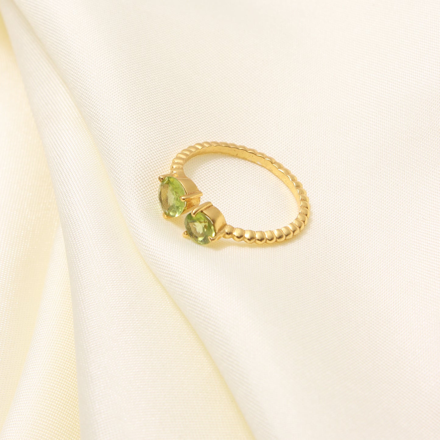 Elegant Natural Peridot Gemstone Open Ring – Handmade Ring – August Birthstone Jewelry for Women