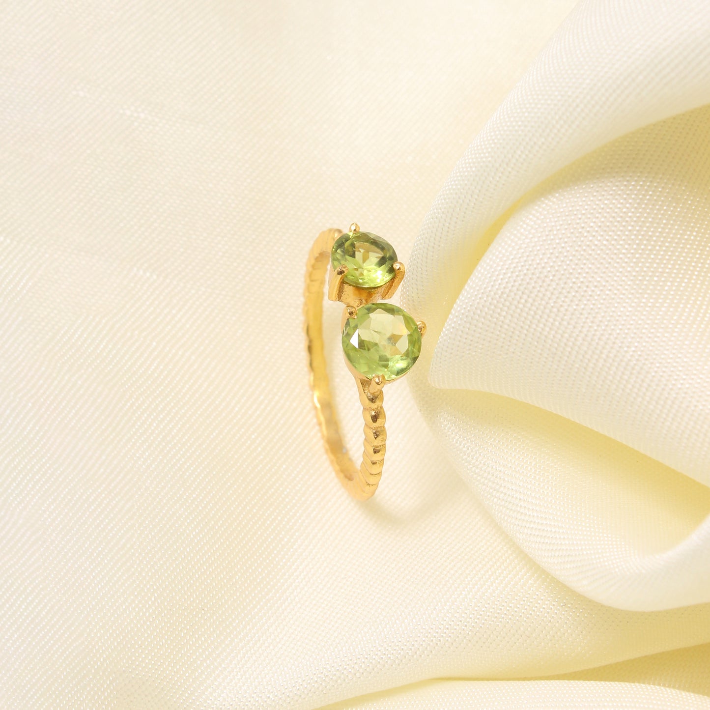 Elegant Natural Peridot Gemstone Open Ring – Handmade Ring – August Birthstone Jewelry for Women