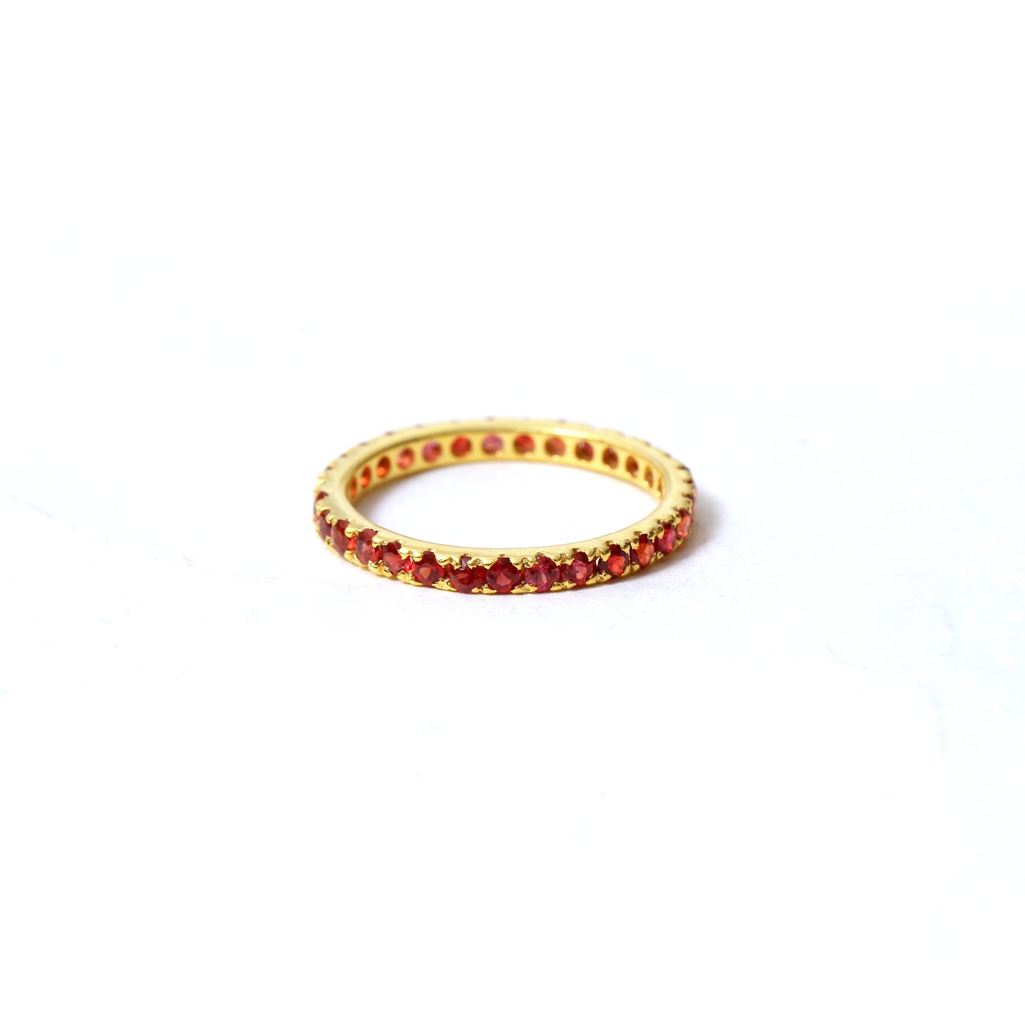 Elegant Rhodolite Garnet Eternity Band Ring – Natural Red Sparkle in 925 Silver