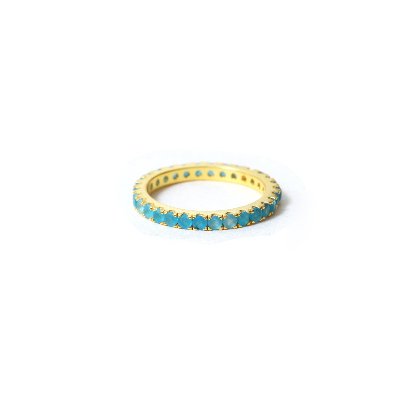 Elegant Natural Swiss Blue Topaz Eternity Band Ring – Natural Stone in Luxe Golden Finish