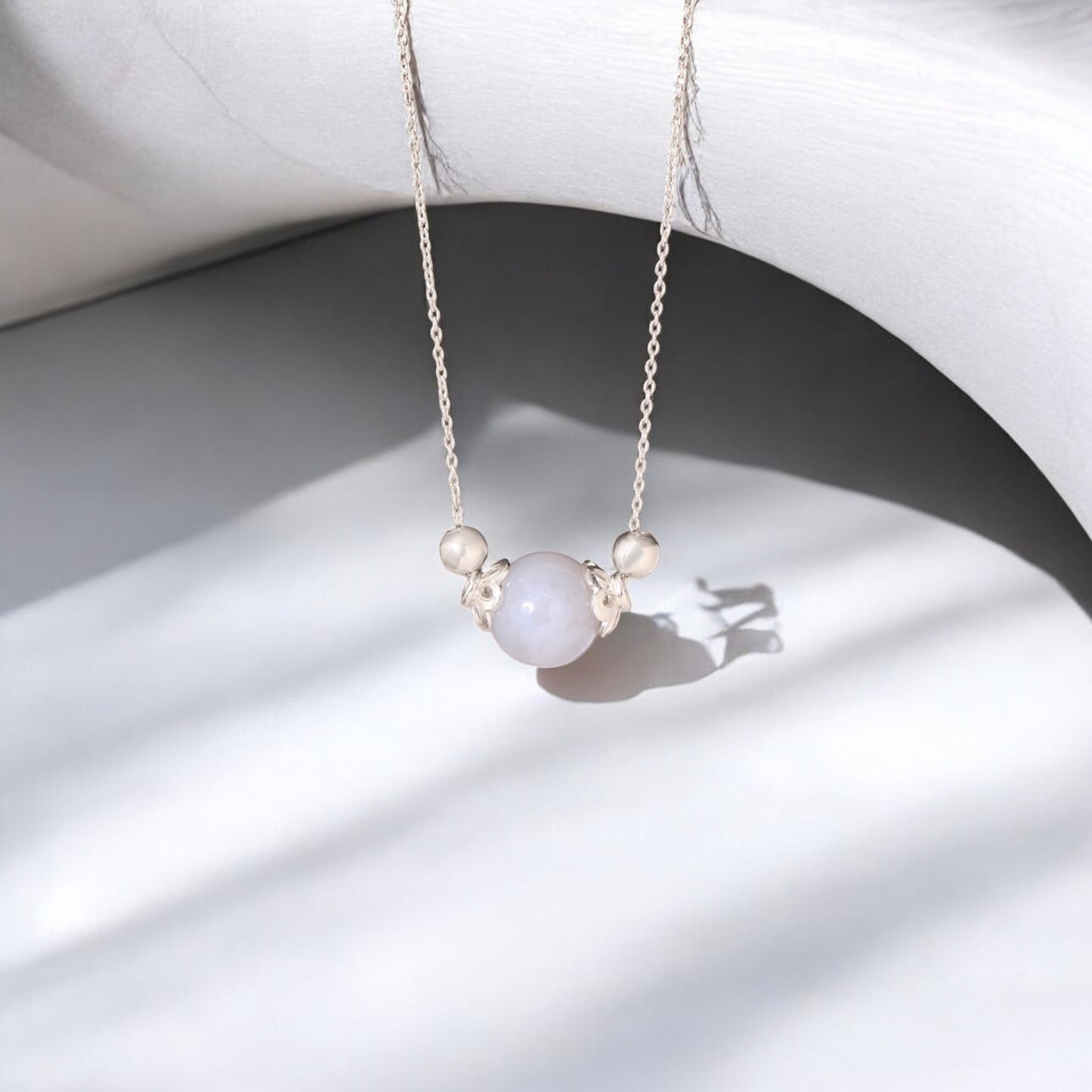 925 Sterling Silver Blue Lace Agate Chain Necklace