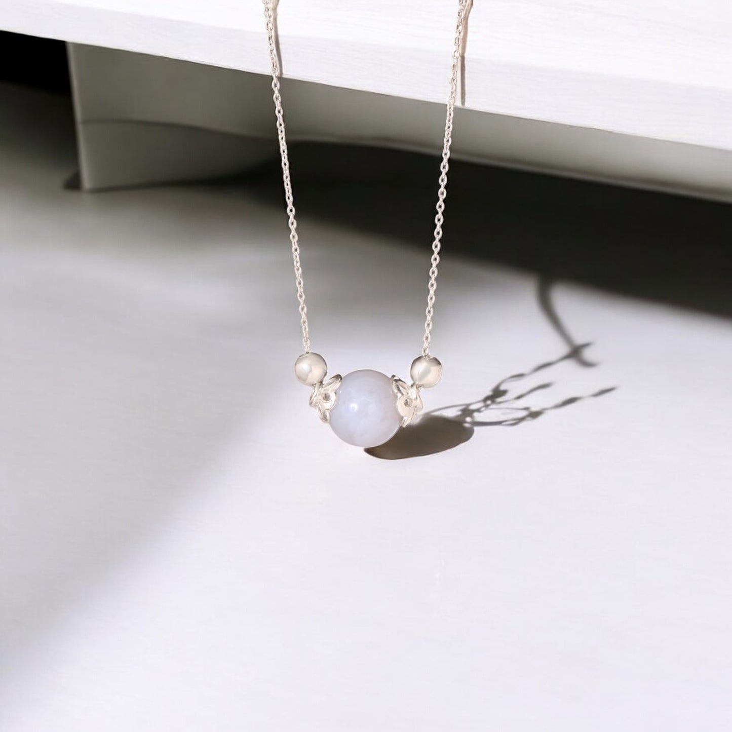 925 Sterling Silver Blue Lace Agate Chain Necklace