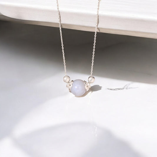 925 Sterling Silver Blue Lace Agate Chain Necklace